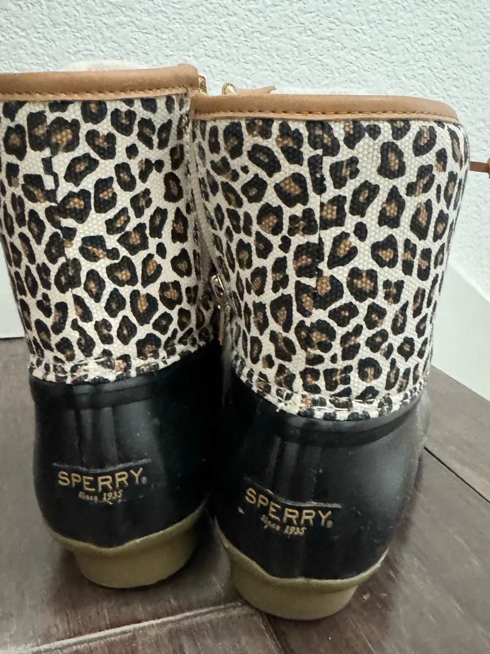 Sperry Leopard Print Winter Duck Boots for Women - Black & Brown